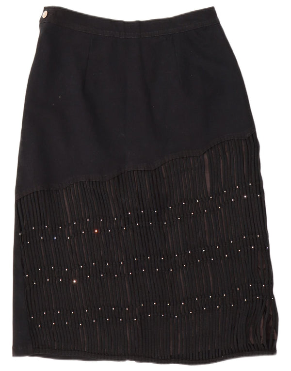 VINTAGE Womens Denim Skirt W30 Medium Black