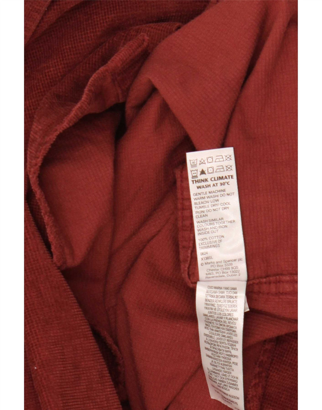 Мужская рубашка Marks & Spencer 2XL бордовый хлопок