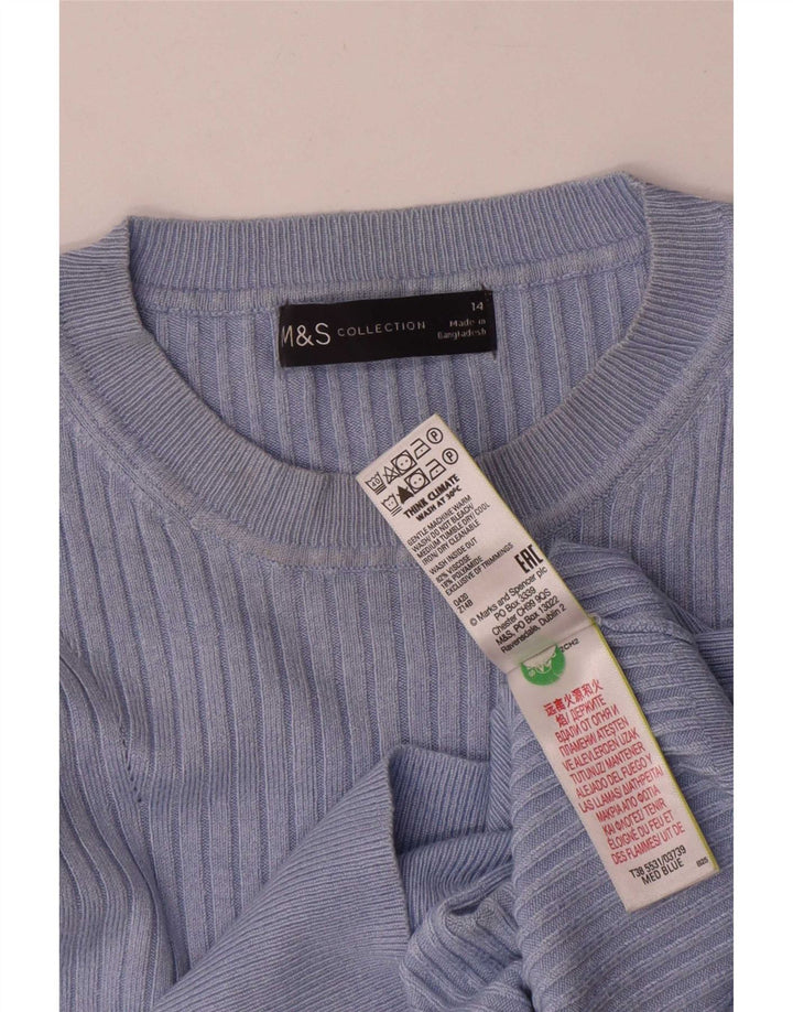 Женский джемпер с круглым вырезом Marks & Spencer UK 14, большой синий вискоза