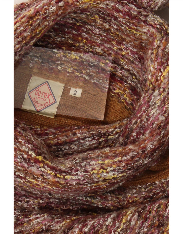 ВИНТАЖНЫЙ женский джемпер с высоким воротником, Великобритания 14, средний, в разноцветную полоску