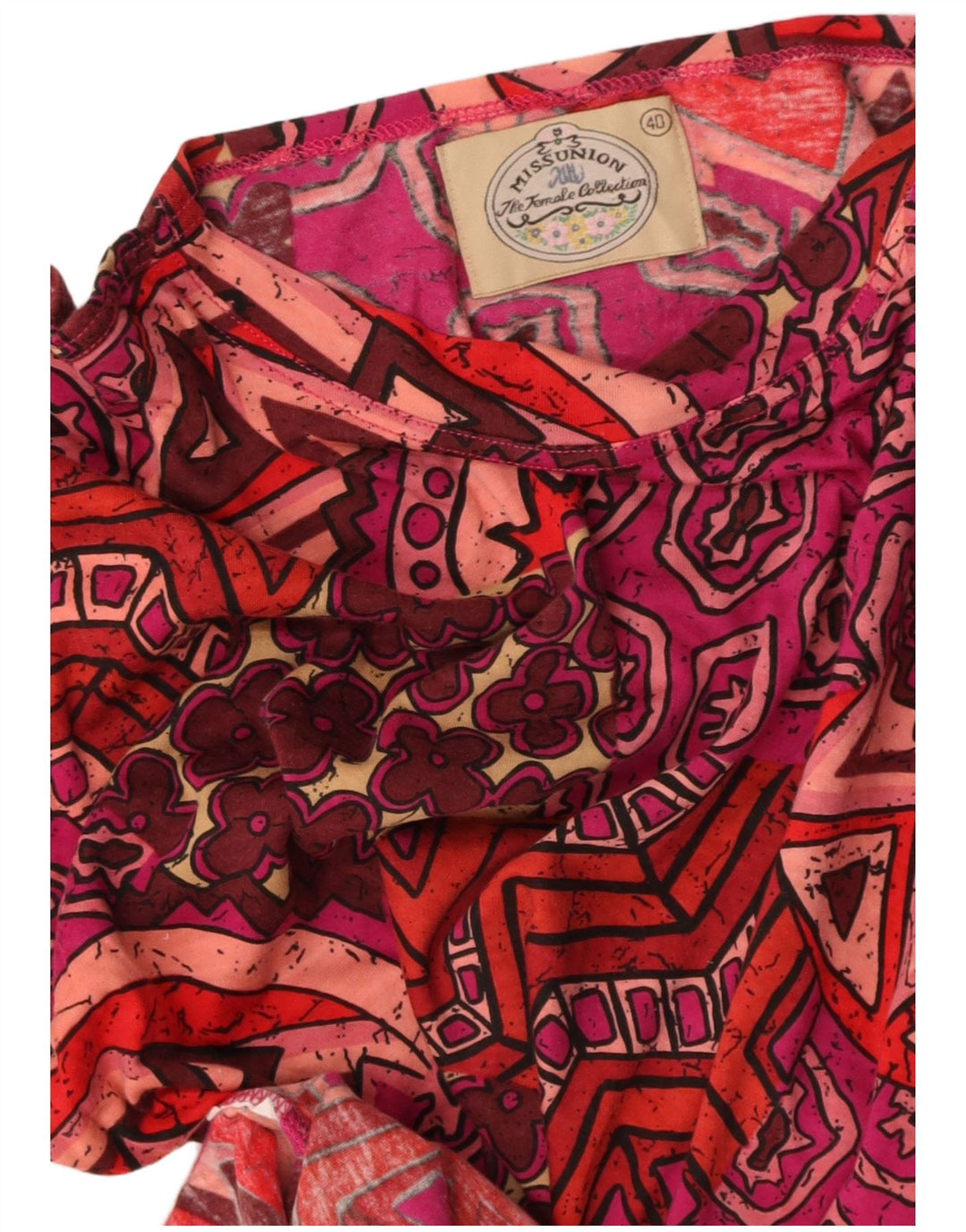 VINTAGE Womens Graphic T-Shirt Top EU 40 Medium Multicoloured Geometric