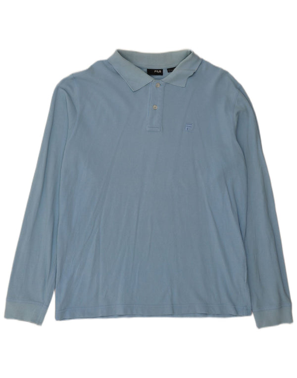 Fila Mens Long Sleeve Polo Shirt Large Blue Cotton