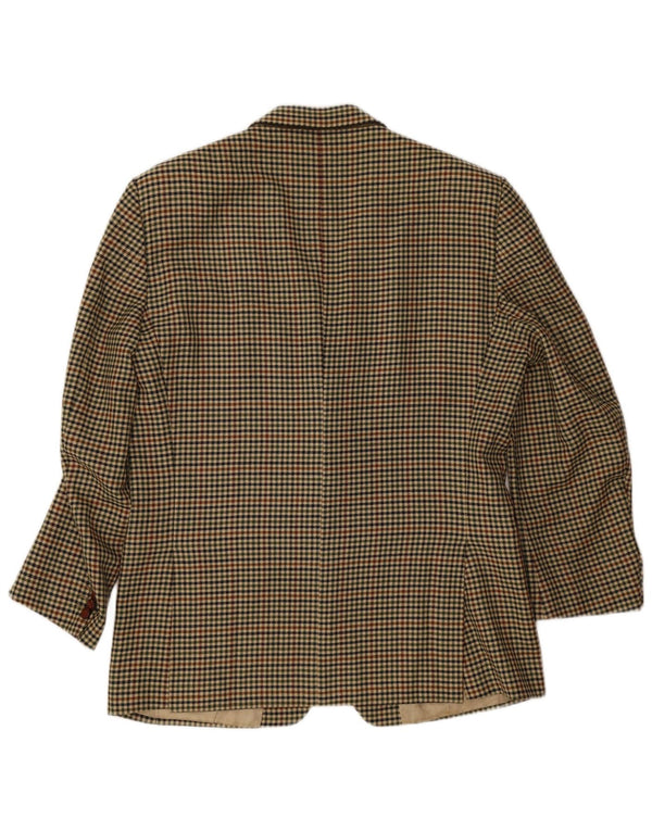 Винтажный мужской пиджак на 2 пуговицах IT 50, шерстяной в большую бежевую клетку