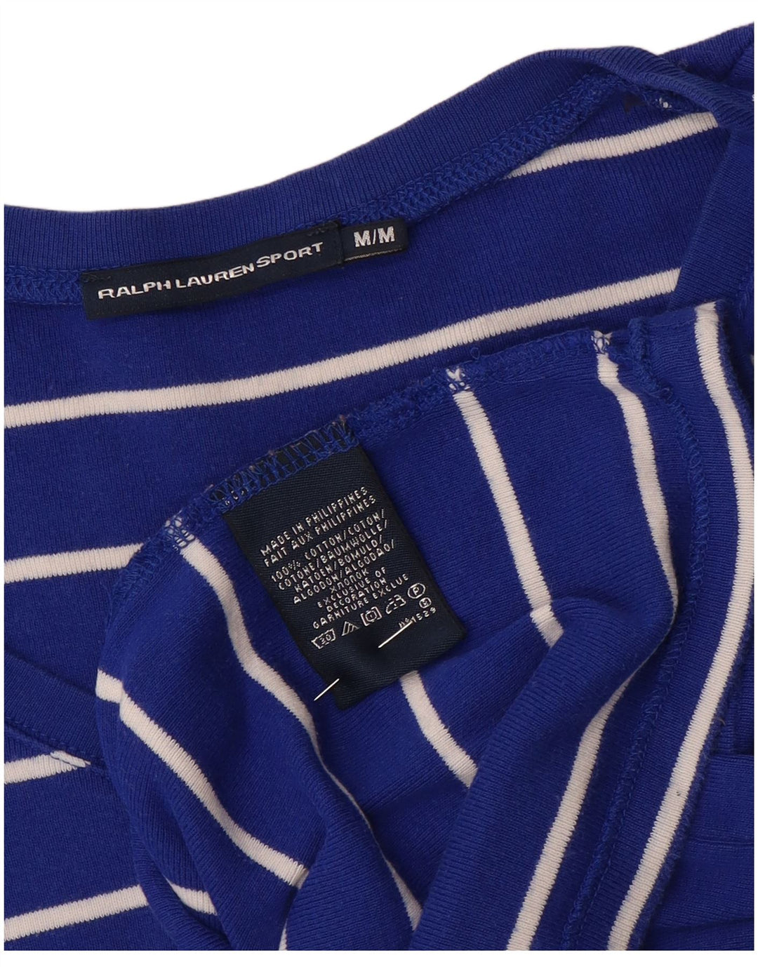 Женская футболка Ralph Lauren Top UK 12, хлопок в синюю полоску среднего размера