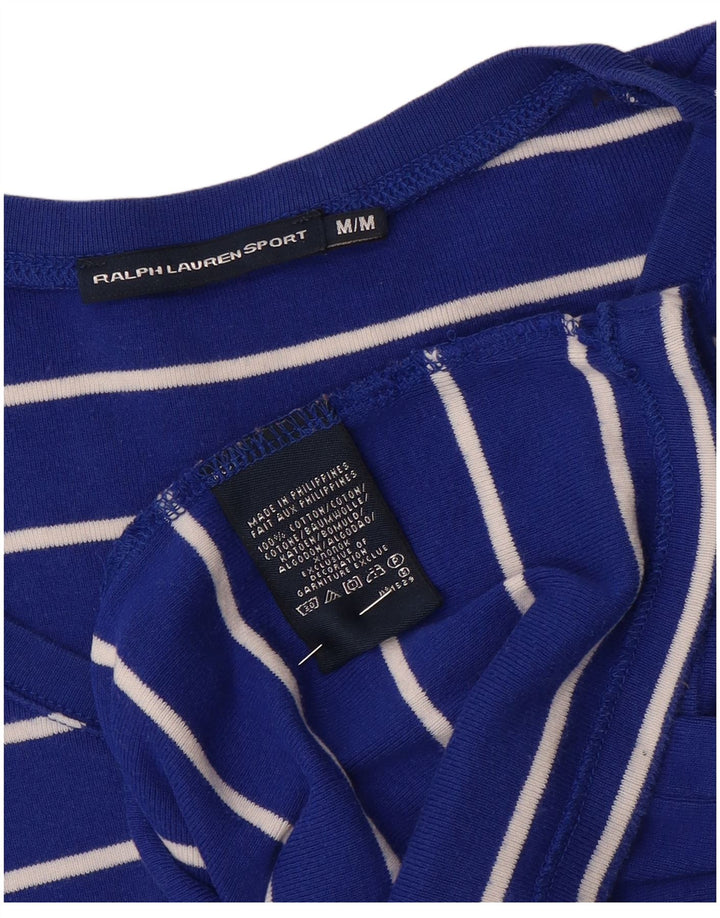 Женская футболка Ralph Lauren Top UK 12, хлопок в синюю полоску среднего размера