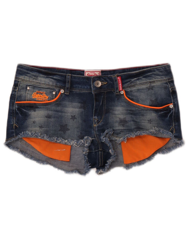 Женские джинсовые шорты Superdry с рисунком W28, средние, темно-синие, с геометрическим узором