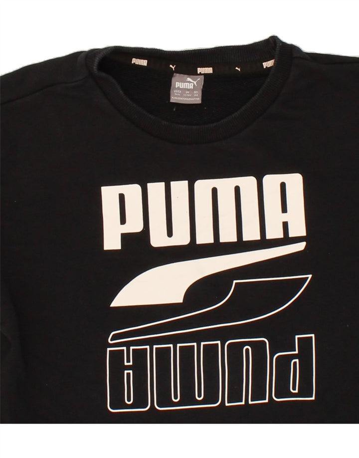 PUMA Boys Graphic Sweatshirt Jumper 11-12 Years Black Vintage Puma and Second-Hand Puma from Messina Hembry 