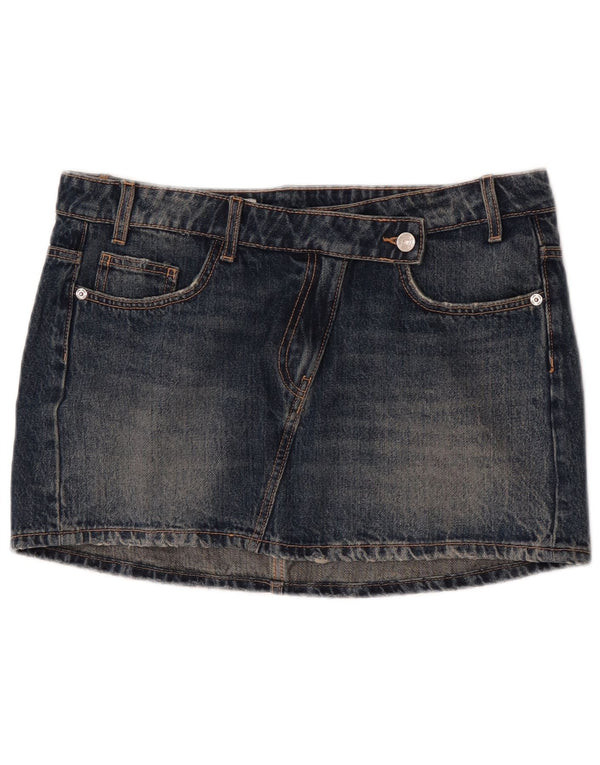 Zara Womens Mini Denim Skirt Large W30  Navy Blue Cotton