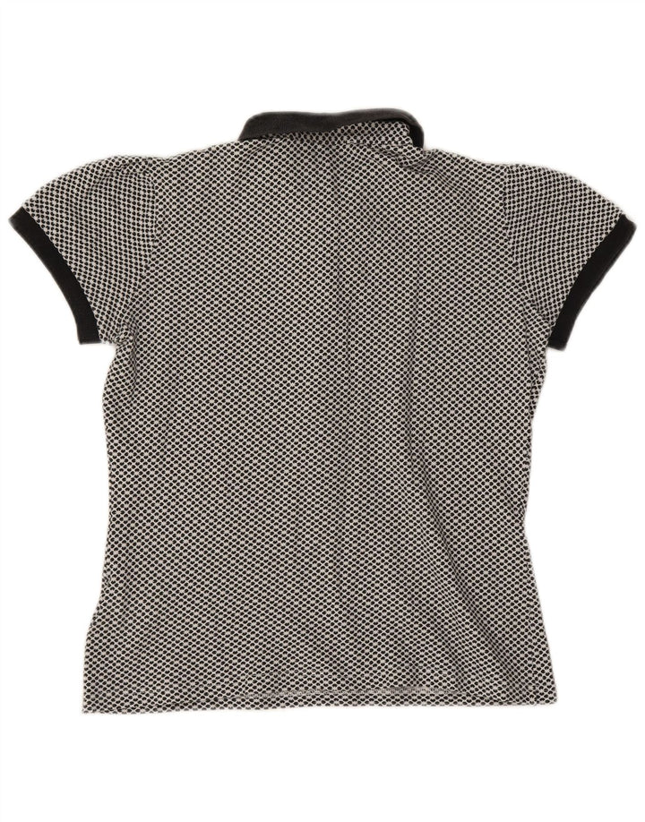 Женская рубашка поло FRED PERRY UK 12, средний темно-синий цветочный хлопок