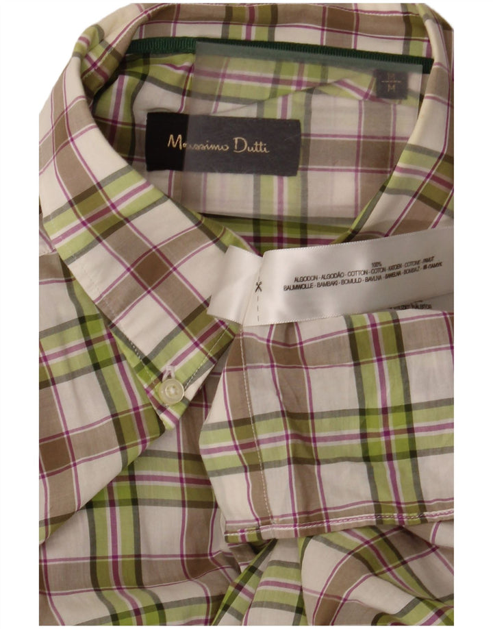 Мужская рубашка Massimo Dutti в зеленую клетку, хлопок, средний цвет