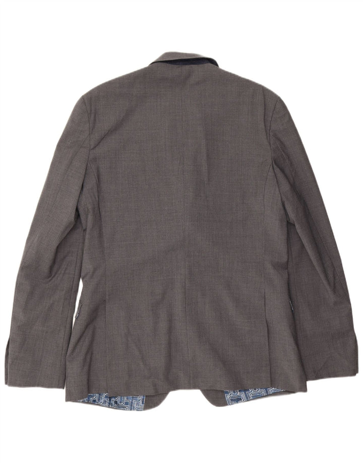 Мужской приталенный пиджак с 2 пуговицами Ted Baker UK 42 XL, серая шерсть