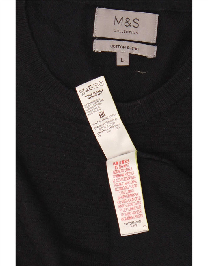 Мужской джемпер с круглым вырезом Marks & Spencer, большой темно-синий акрил
