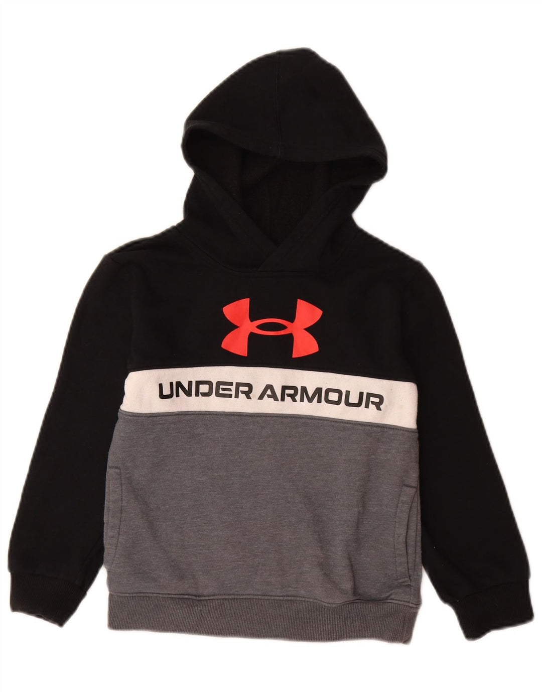 Джемпер с капюшоном UNDER ARMOR для мальчиков, 6–7 лет, черный, хлопок с цветными блоками