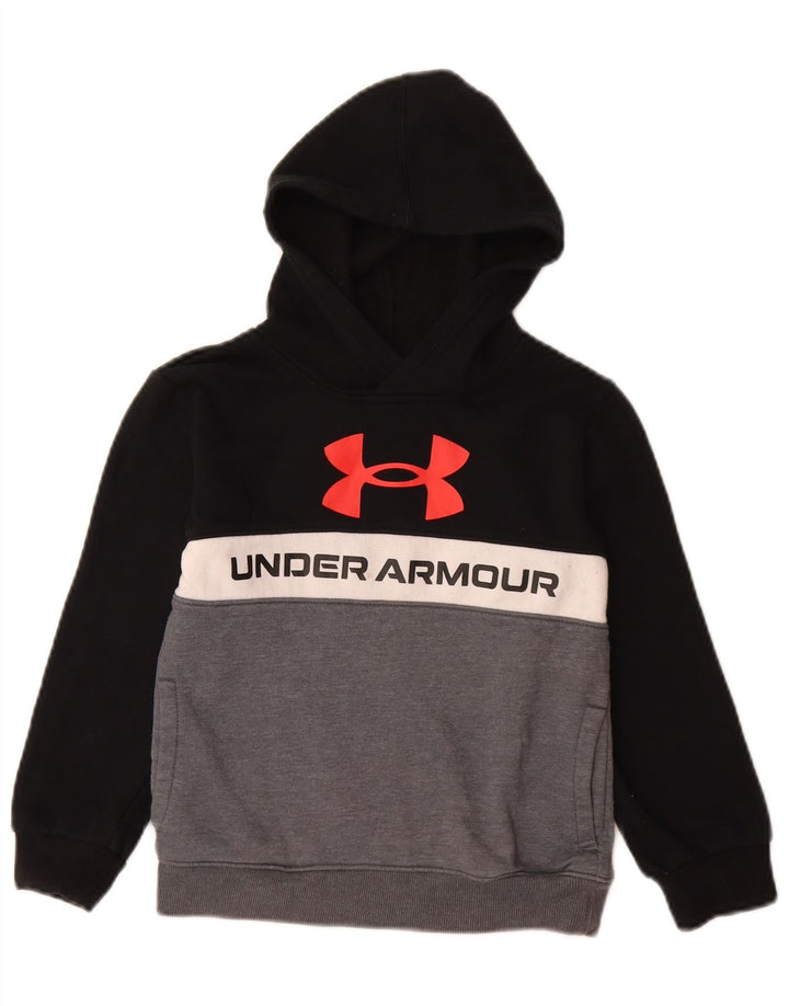 Джемпер с капюшоном UNDER ARMOR для мальчиков, 6–7 лет, черный, хлопок с цветными блоками