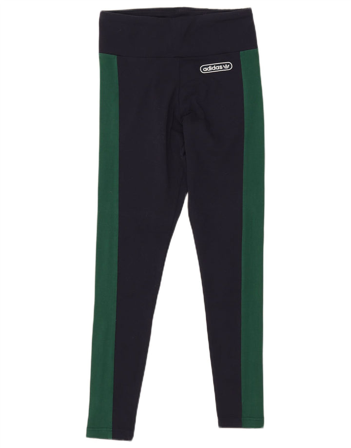 Женские леггинсы ADIDAS UK 12, средний темно-синий, хлопок с цветными блоками