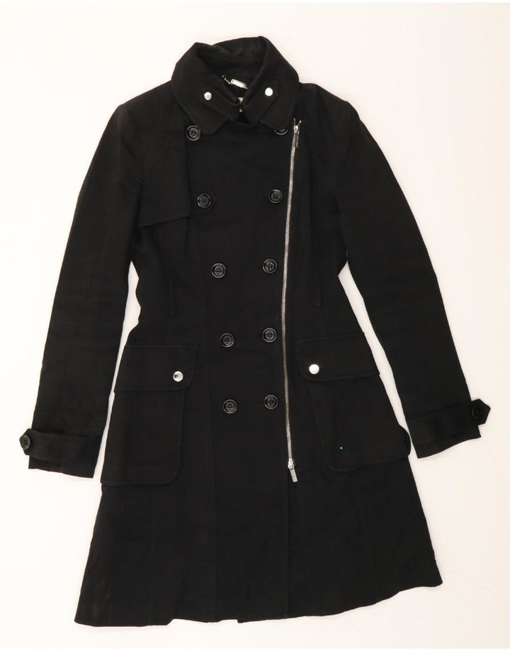 KAREN MILLEN Womens Overcoat UK 10 Small Black Cotton Vintage Karen Millen and Second-Hand Karen Millen from Messina Hembry 