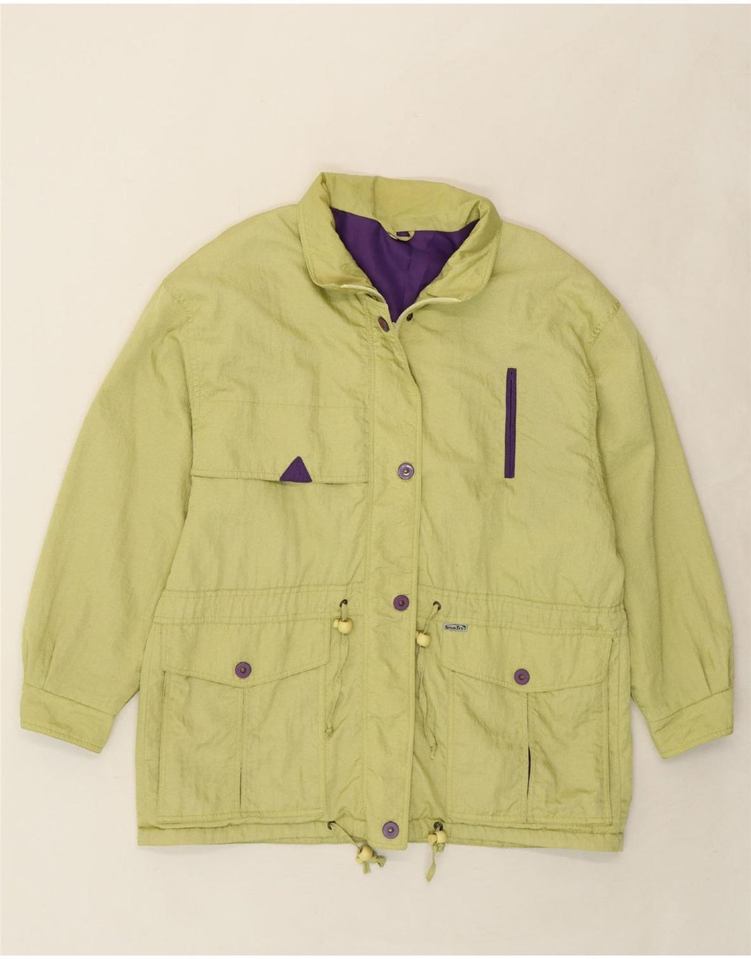 YESSICA Womens Oversized Hooded Windbreaker Jacket EU 40 Medium Yellow Vintage Yessica and Second-Hand Yessica from Messina Hembry 