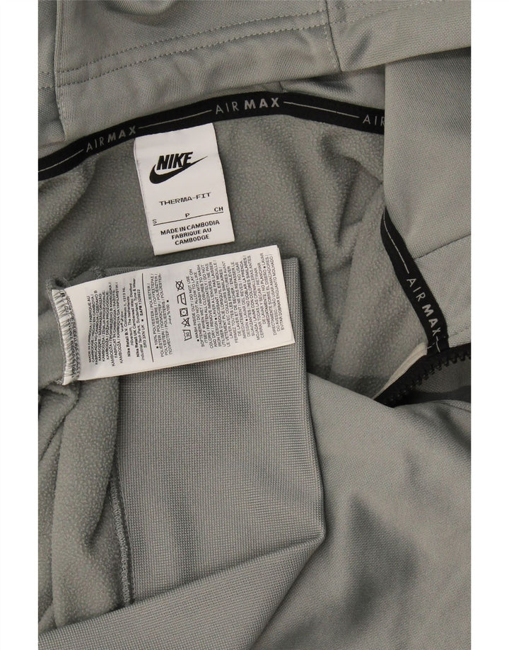 Мужской свитер с капюшоном и молнией с графическим рисунком Nike, маленький серый полиэстер