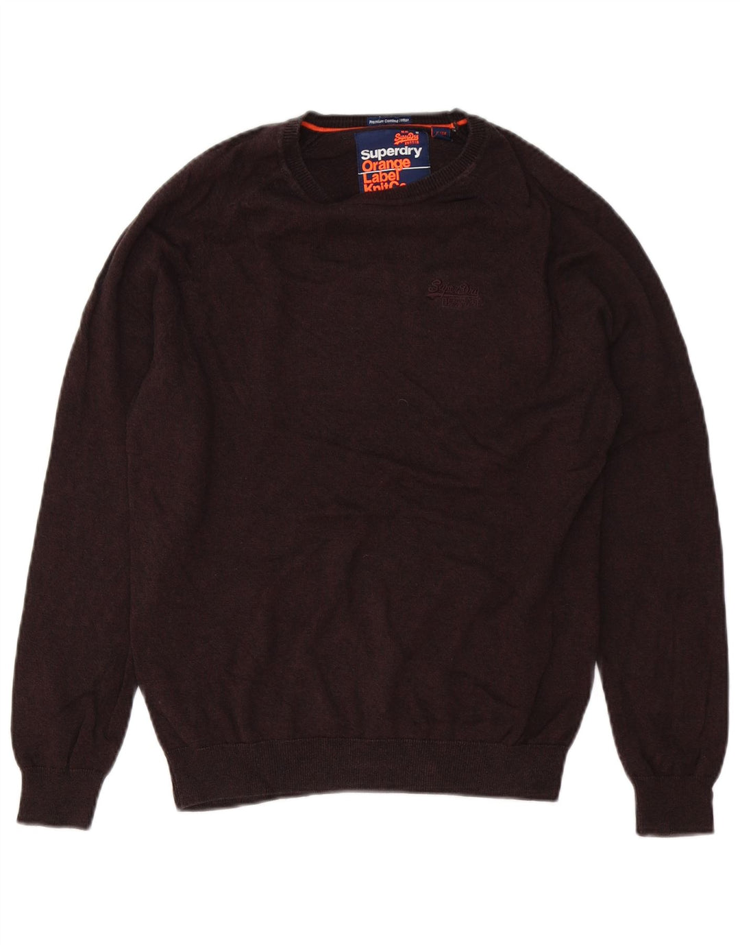 Мужской джемпер с вырезом «лодочка» Superdry, маленький коричневый хлопковый свитер