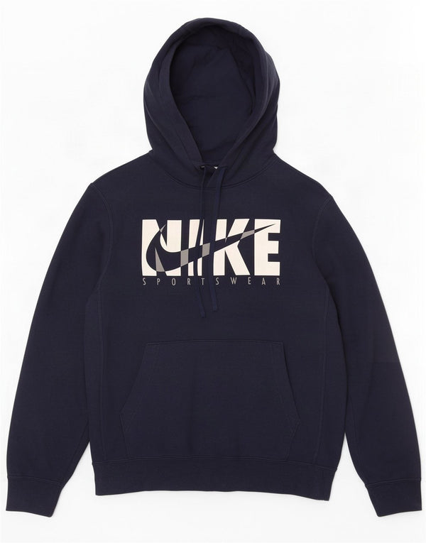 Мужской джемпер с капюшоном с графическим рисунком Nike, маленький темно-синий, хлопковый