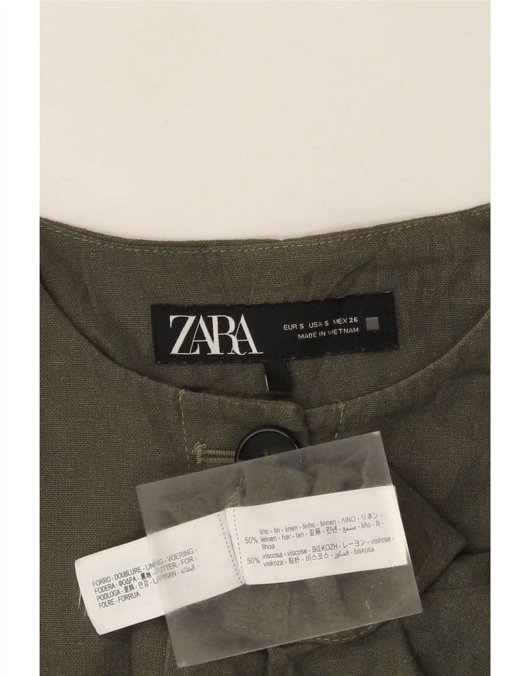 Женское болеро оверсайз Zara UK 10, маленький размер, льняной цвет цвета хаки