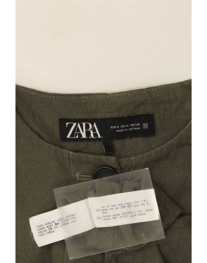 Женское болеро оверсайз Zara UK 10, маленький размер, льняной цвет цвета хаки