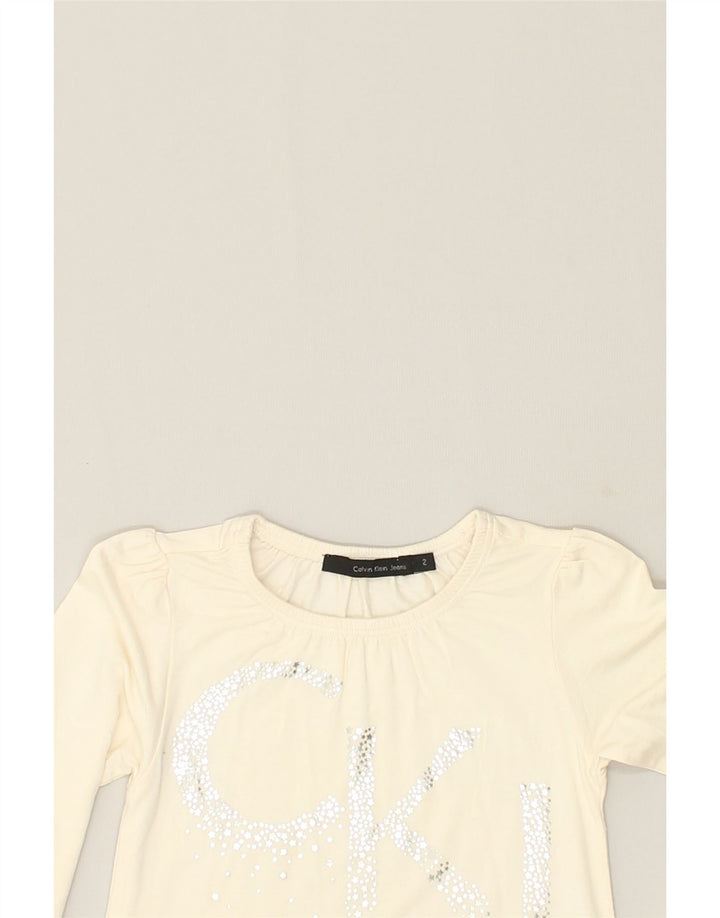 CALVIN KLEIN Baby Girls Long Sleeve T-Shirt Dress 18-24 Months Beige | Vintage Calvin Klein | Thrift | Second-Hand Calvin Klein | Used Clothing | Messina Hembry 