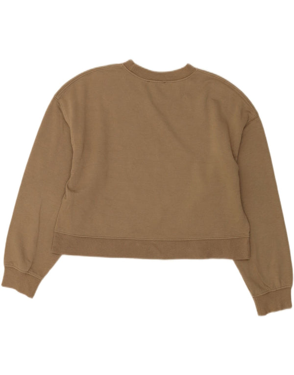 Женский укороченный свитшот Zara UK 14, средний бежевый, хлопок