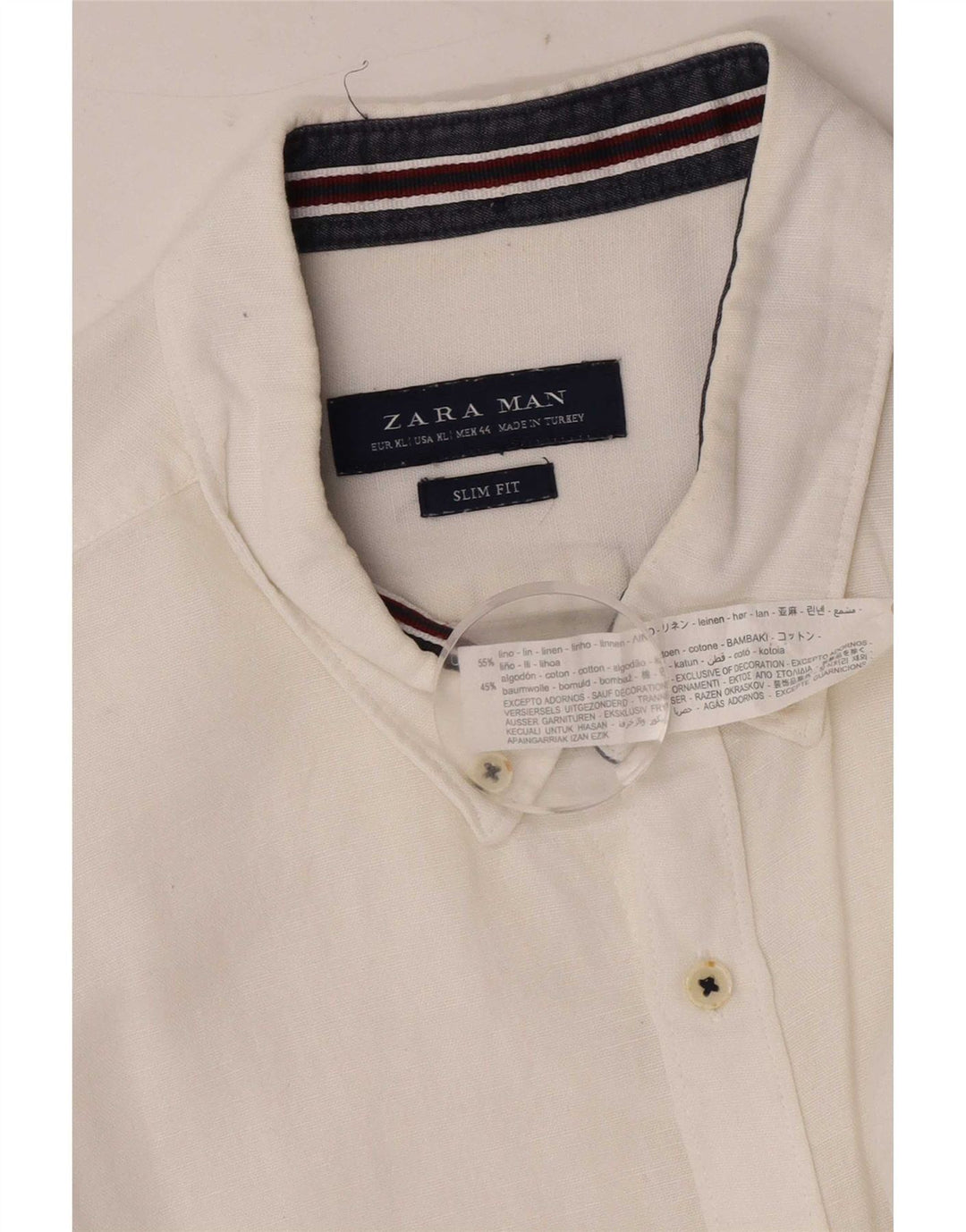 Мужская рубашка узкого кроя Zara XL, белая льняная ткань
