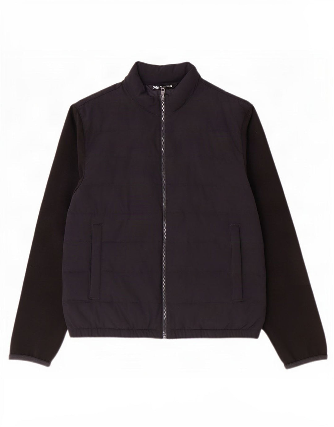 Мужская стеганая куртка Zara UK 40, большая темно-синяя, полиэстер с цветными блоками