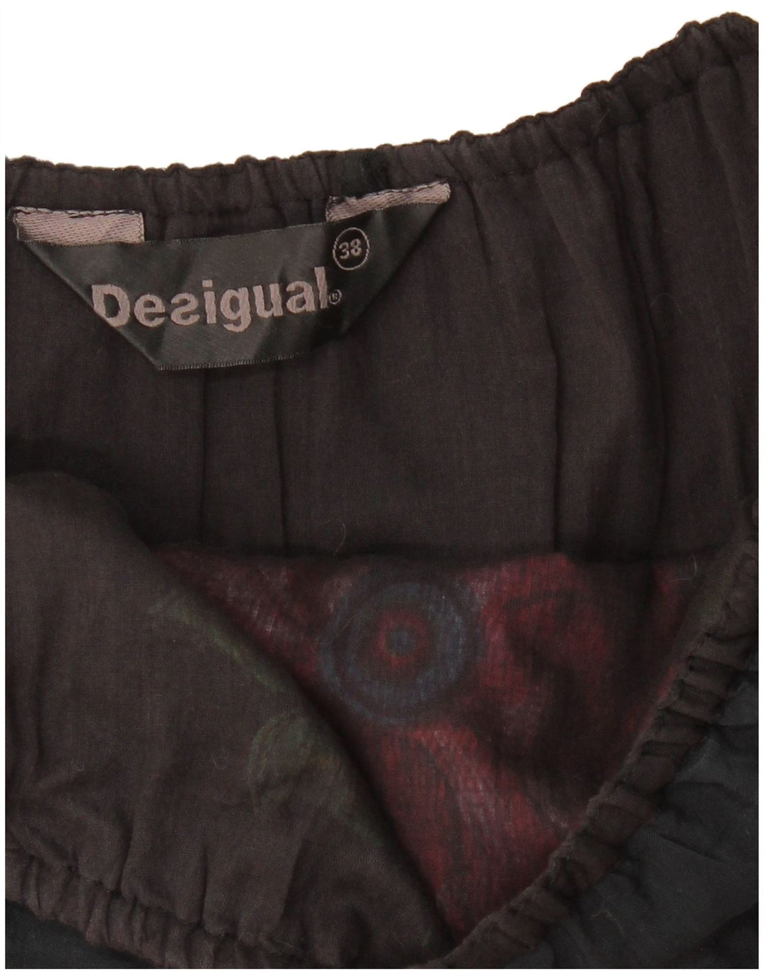 DESIGUAL Женское платье без бретелек с рисунком EU 38, средний черный с цветочным принтом