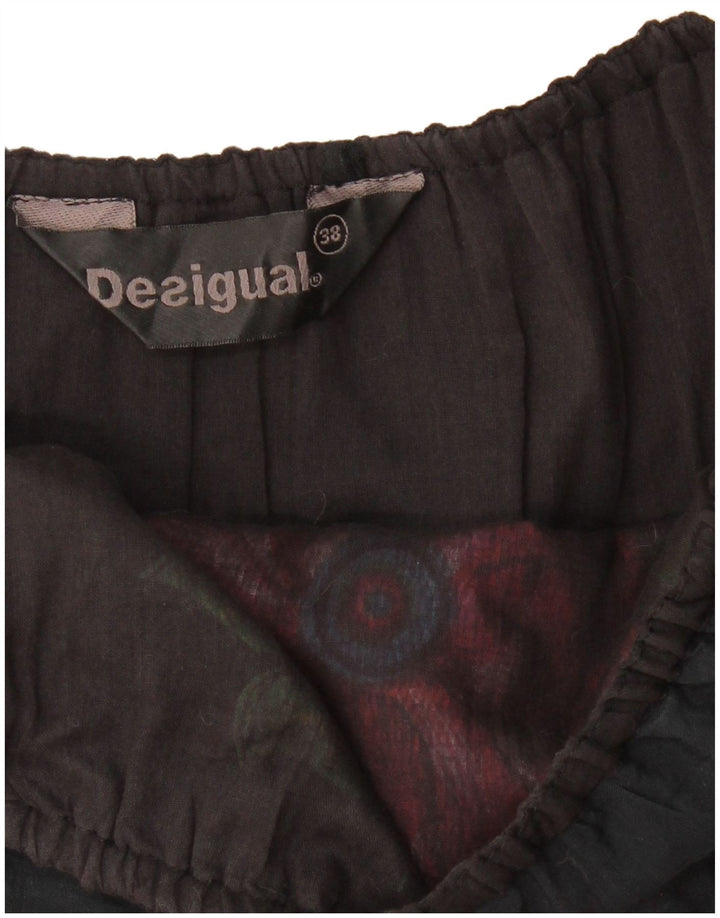 DESIGUAL Женское платье без бретелек с рисунком EU 38, средний черный с цветочным принтом