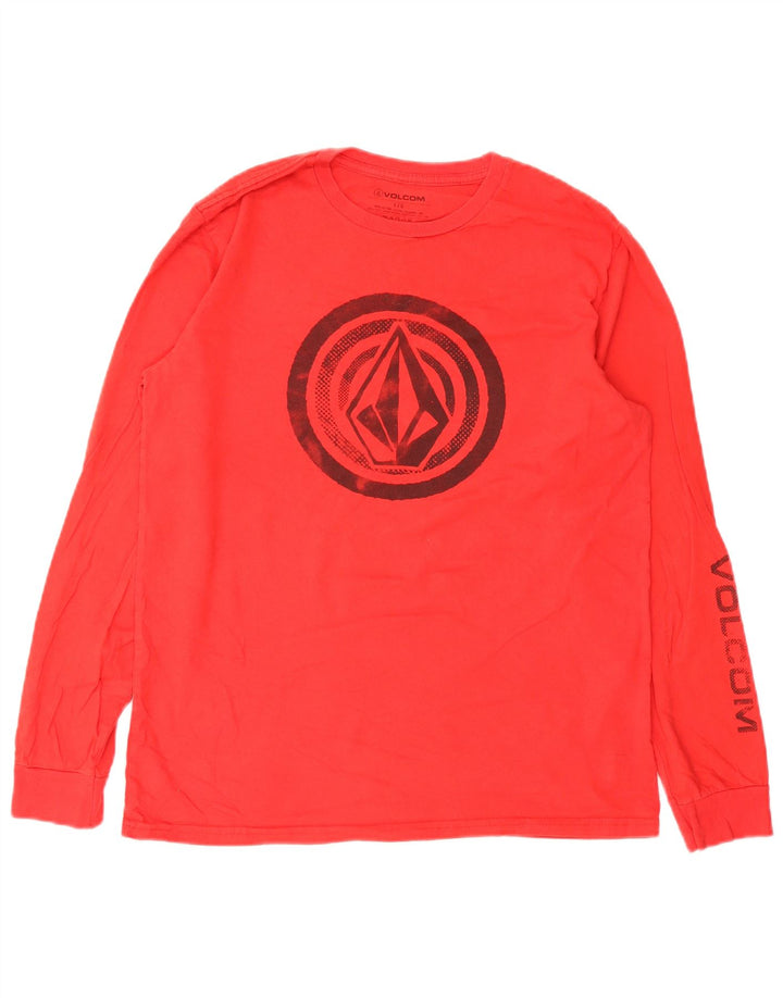 Мужская футболка Volcom с длинным рукавом, большой красный хлопок, с рисунком