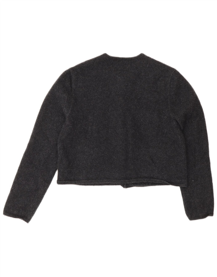 Женский укороченный кардиган Massimo Dutti UK 12, шерсть среднего серого цвета