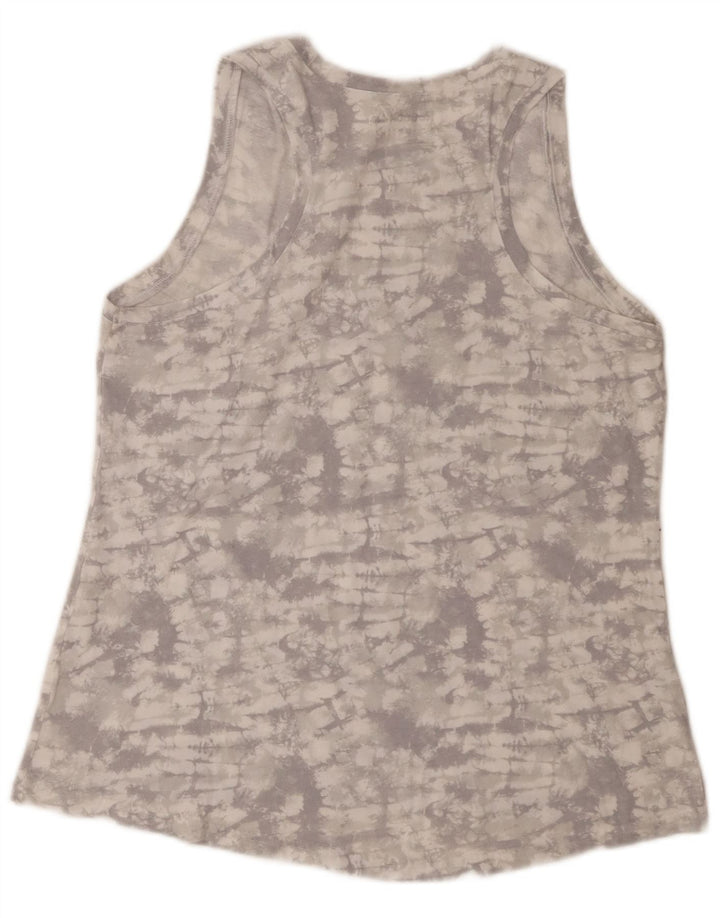 REEBOK Womens Vest Top UK 14 Large Grey Tie Dye