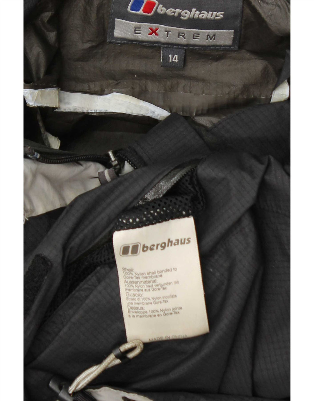 Женская дождевик с капюшоном Berghaus UK 14, большой серый нейлон