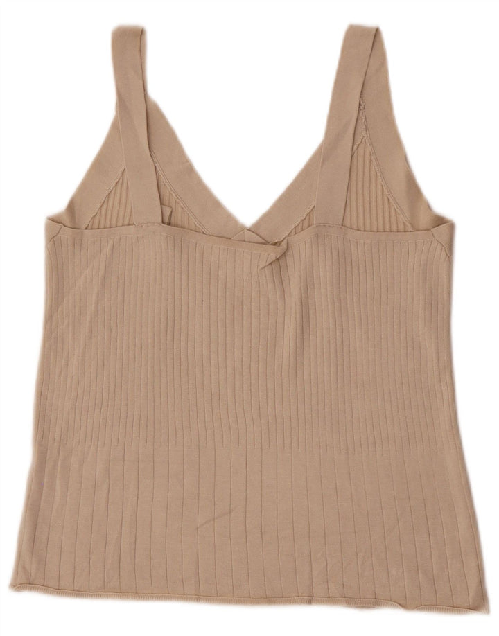 Женский укороченный топ на бретельках Massimo Dutti UK 14, большой бежевый