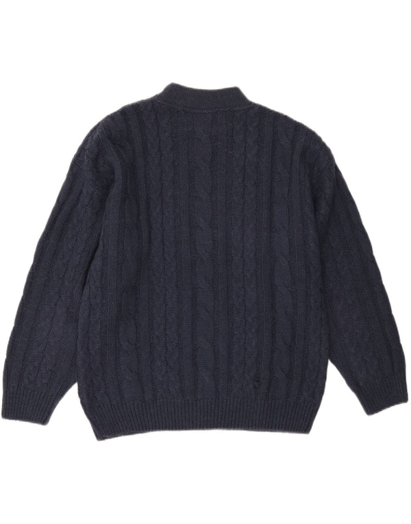 ВИНТАЖНЫЙ женский джемпер с круглым вырезом, Великобритания 18 XL, темно-синий акрил