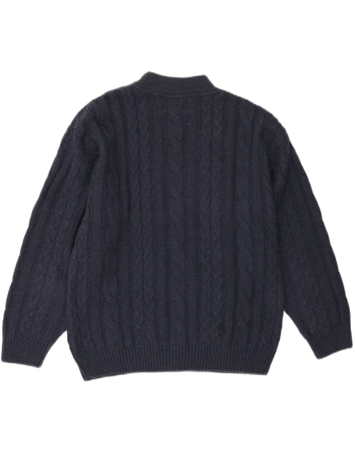 ВИНТАЖНЫЙ женский джемпер с круглым вырезом, Великобритания 18 XL, темно-синий акрил