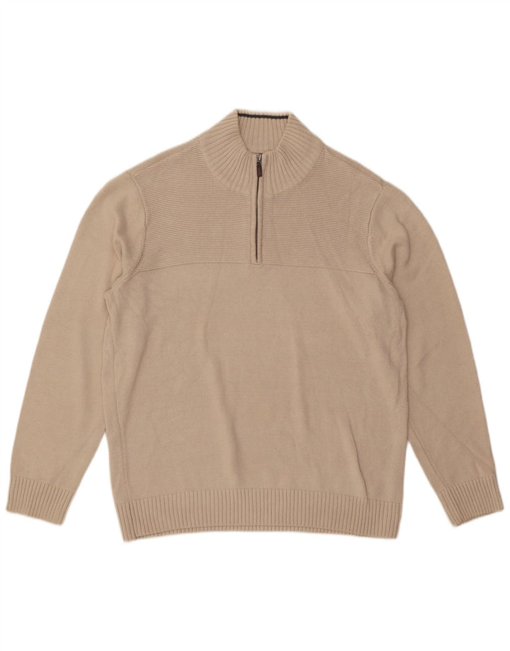 Мужской джемпер с воротником на молнии Dockers, большой хлопковый свитер белого цвета