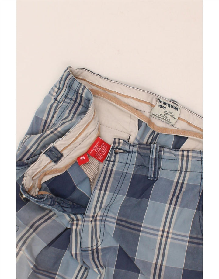 MANGUUN Mens Cargo Shorts W36 Large  Blue Check Cotton Vintage Manguun and Second-Hand Manguun from Messina Hembry 