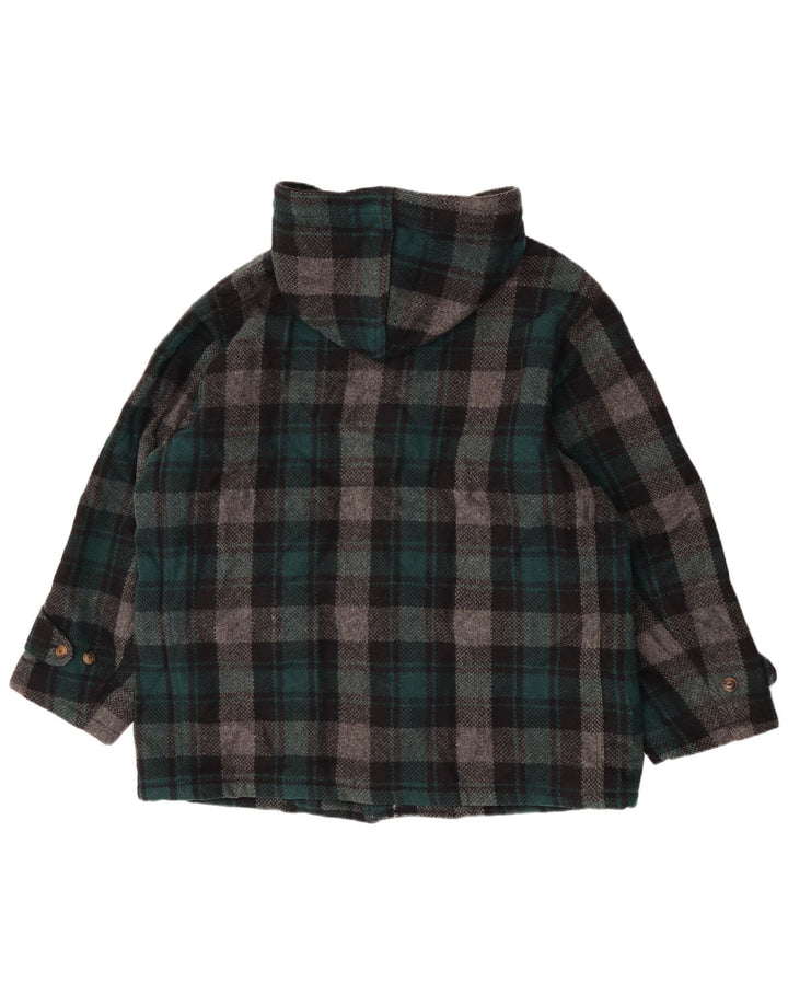 Женский дафлкот с капюшоном Enrico Coveri IT 44 Medium Green Check Wool