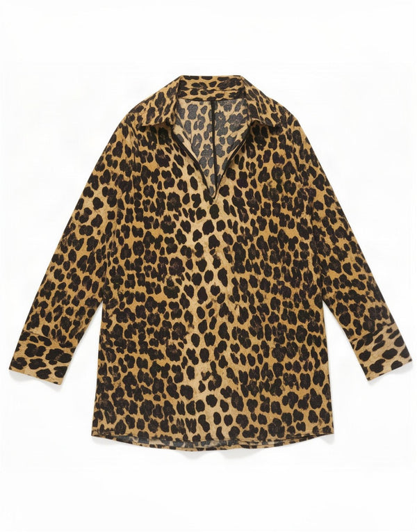 Женское платье прямого кроя с длинными рукавами Zara UK 10, маленькое коричневое животное с принтом