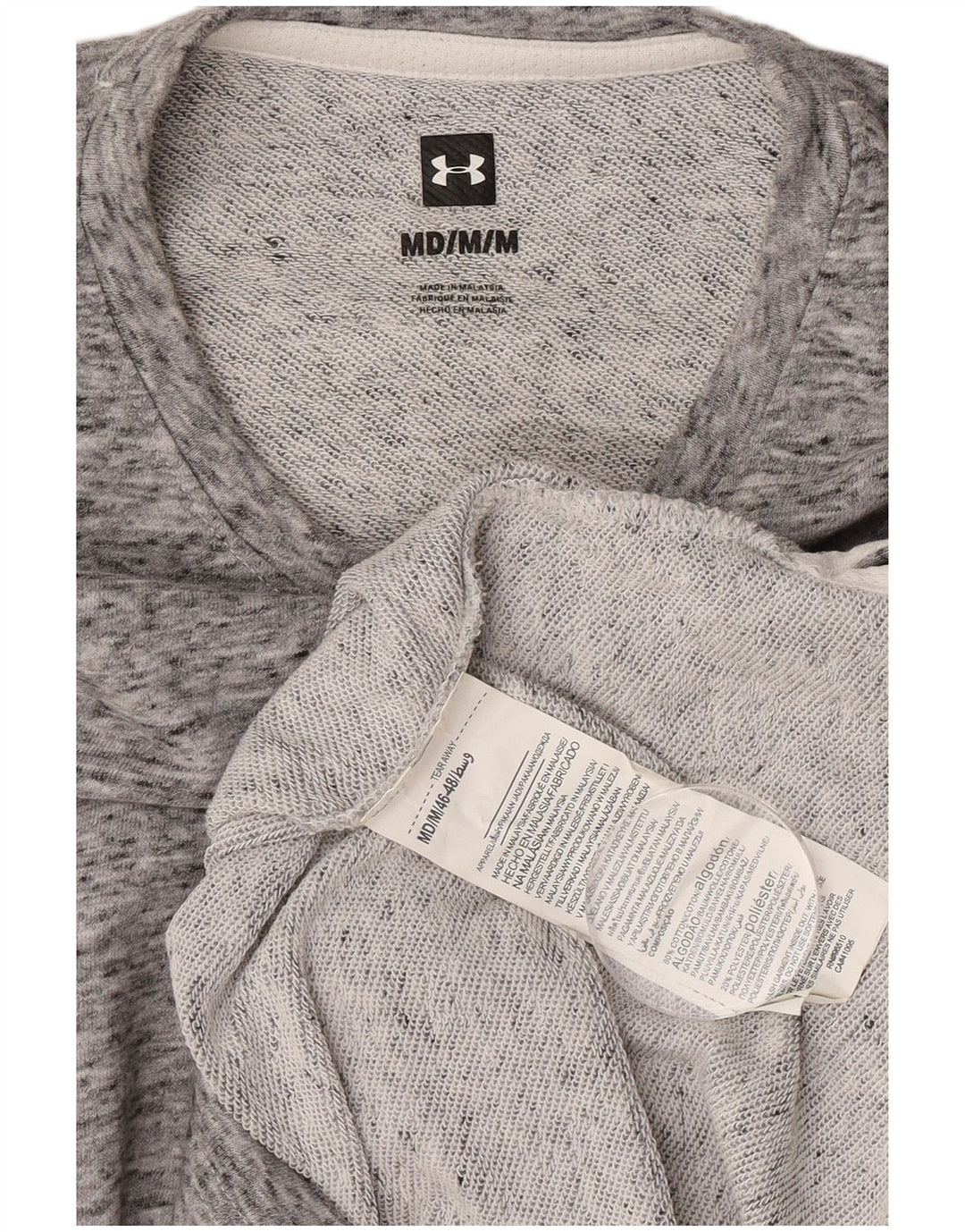 Мужской свитшот с рисунком Under Armour, хлопковый джемпер среднего серого цвета в крапинку