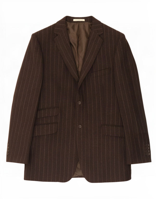 Crew Clothing Мужской пиджак с 2 пуговицами UK 44 2XL Коричневый в тонкую полоску