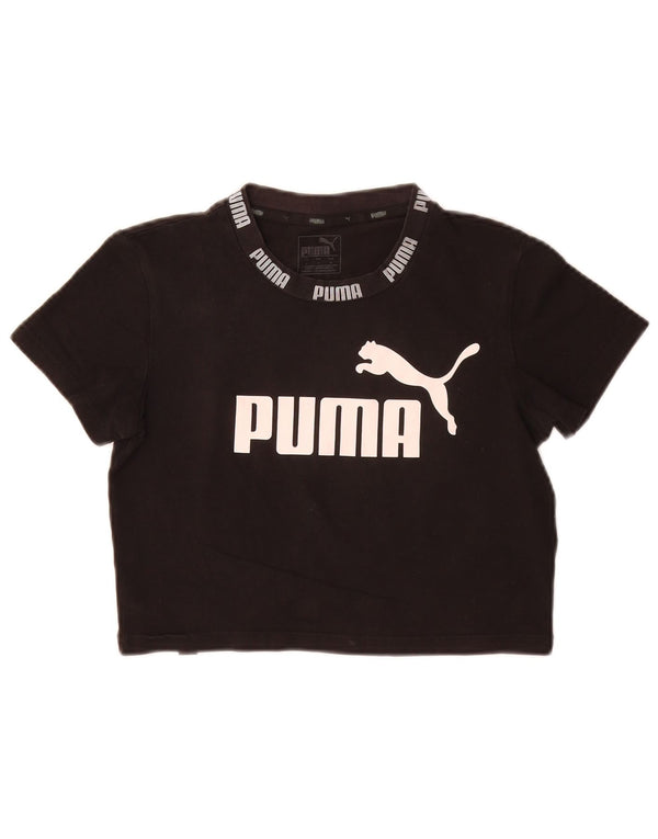 Женская укороченная футболка с рисунком Puma Top UK 10, маленький черный хлопок