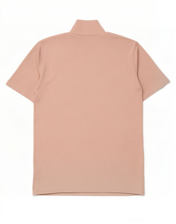 Zara Womens Zip Neck T-Shirt Top UK 16 Large Pink Polyester