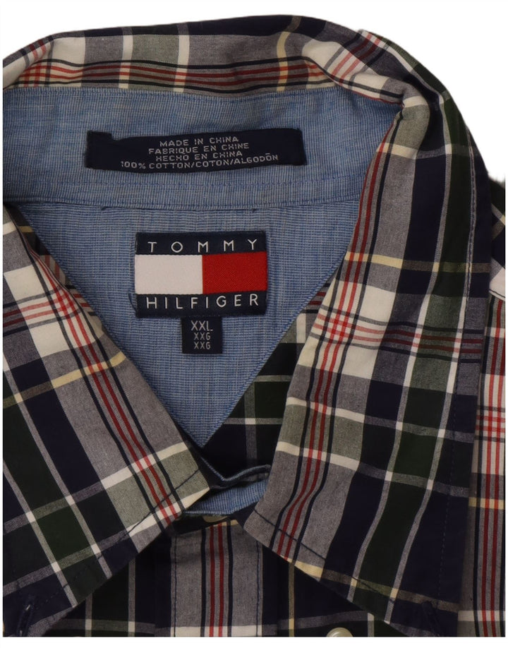 TOMMY HILFIGER Мужская рубашка 2XL Темно-синяя клетка из хлопка