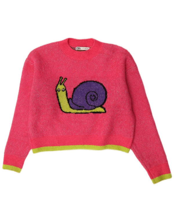 Женский укороченный джемпер с круглым вырезом Zara UK 10, маленький розовый