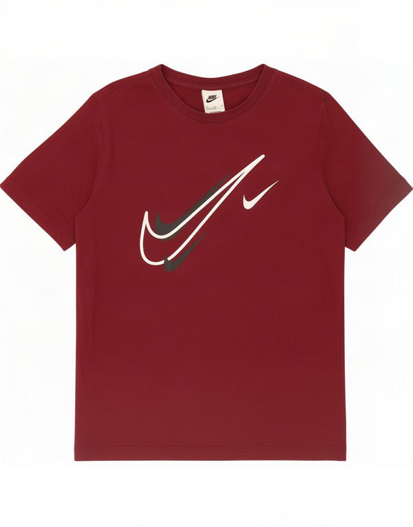 Футболка с рисунком Nike для мальчиков, топ 13–14 лет, бордовый хлопок, XL
